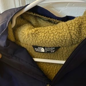 Navy Blue Boys 14-16 Rain Coat, with caramel fuzzy lining